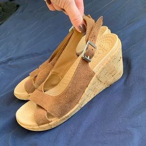 Crocs Suede Cork Wedge Sandal 7